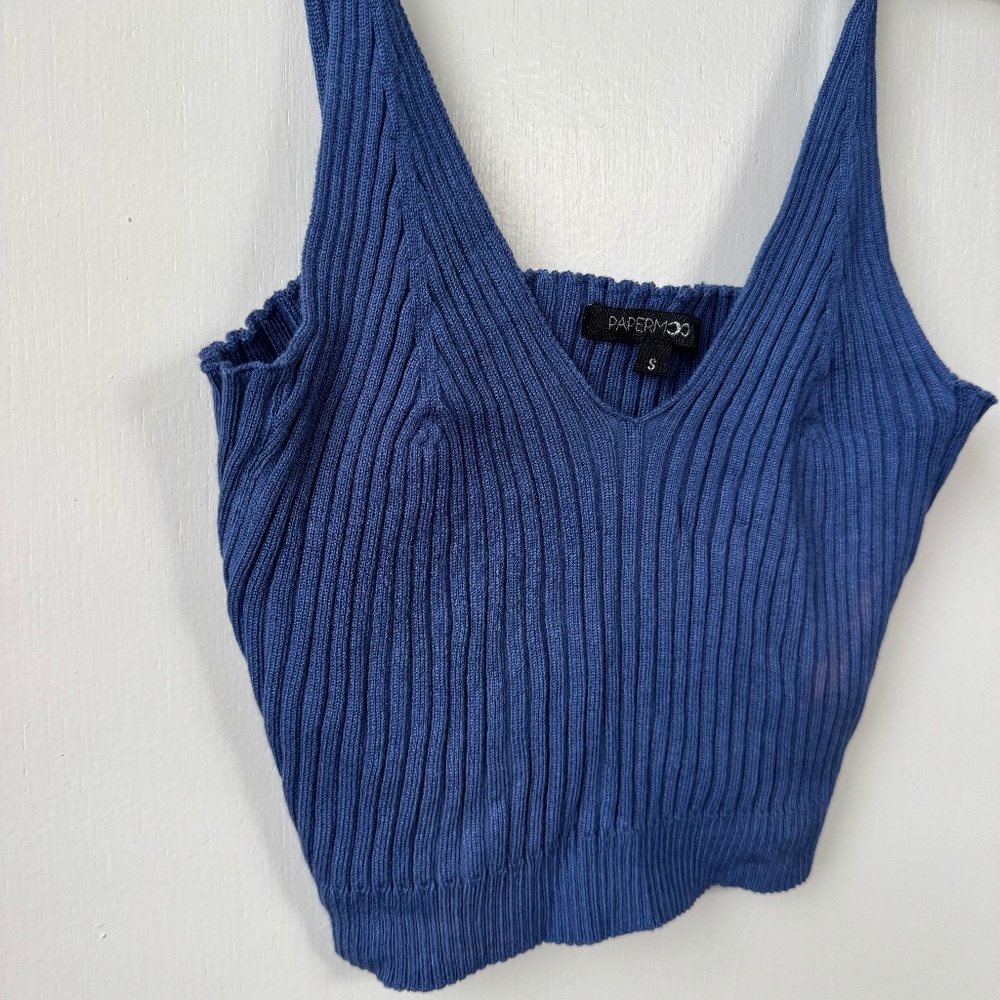 Blue knitted tank top size small